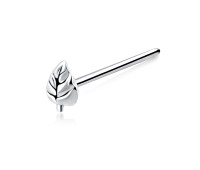 Little Leaf Shaped Silver Straight Nose Stud NSKA-364